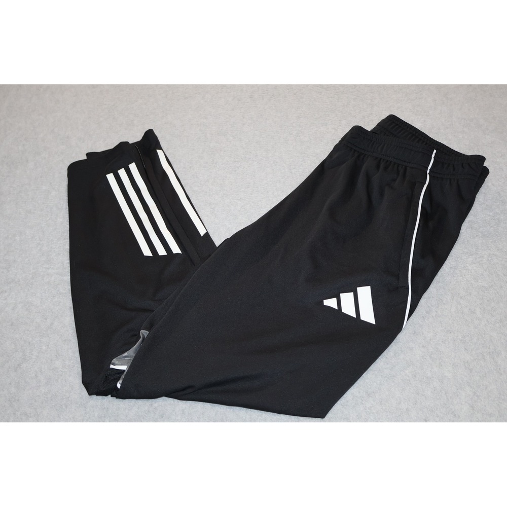 Adidas Gym Pants Mens Large Black Slim Fit Tiro Soccer Joggers Workout Zip Ankle